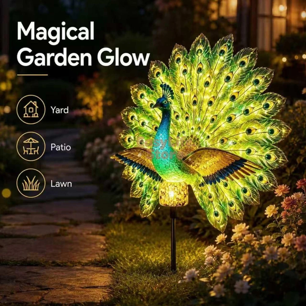 Outdoor Lighting Guide - Solar Peacock Garden Sculpture, Outdoor Decor