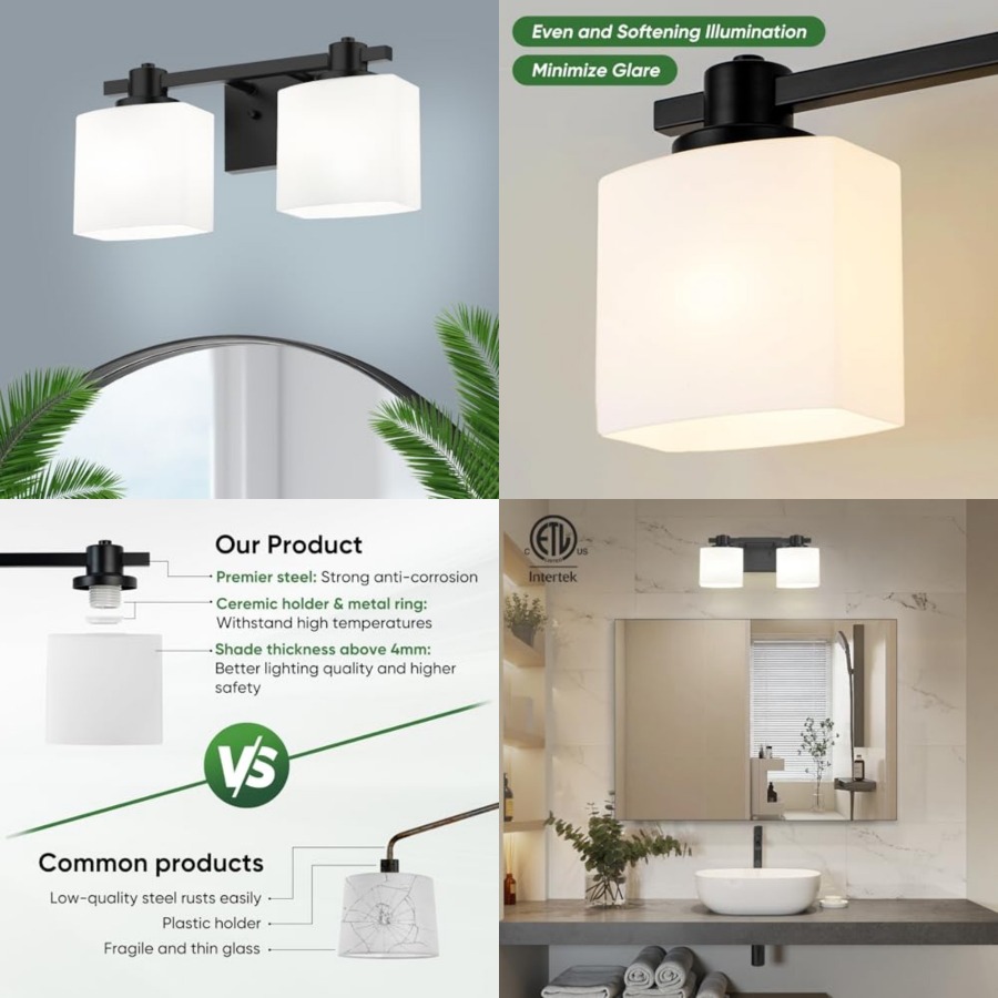 Solar Wall Sconce - Bathroom Light Fixtures over Mirror 2