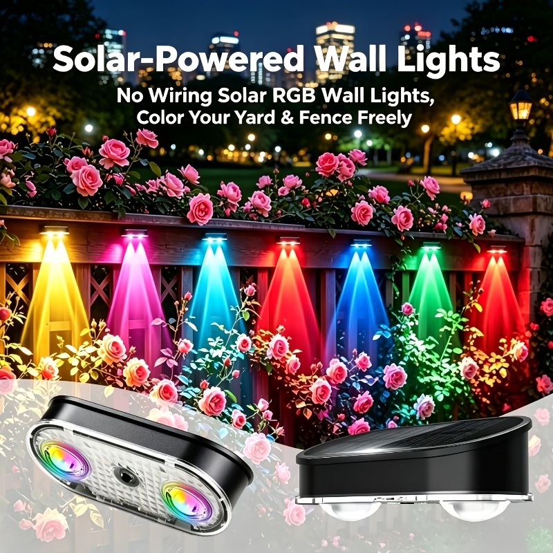 RGB Solar Fence Light IP44, 8  - Solar Wall Sconce review and price