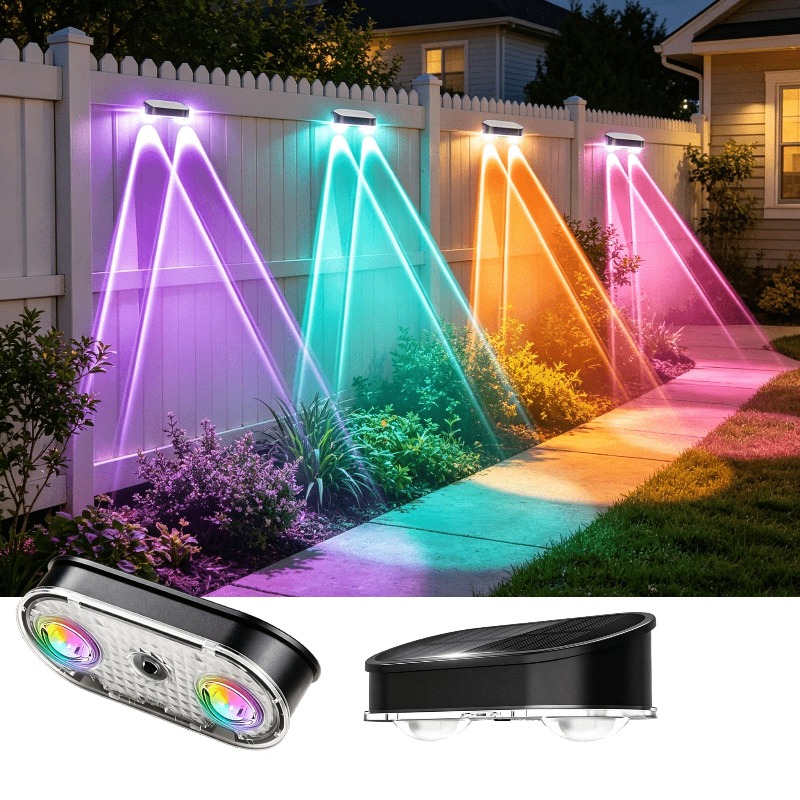 RGB Solar Fence Light IP44, 8  - Solar Wall Sconce review and price