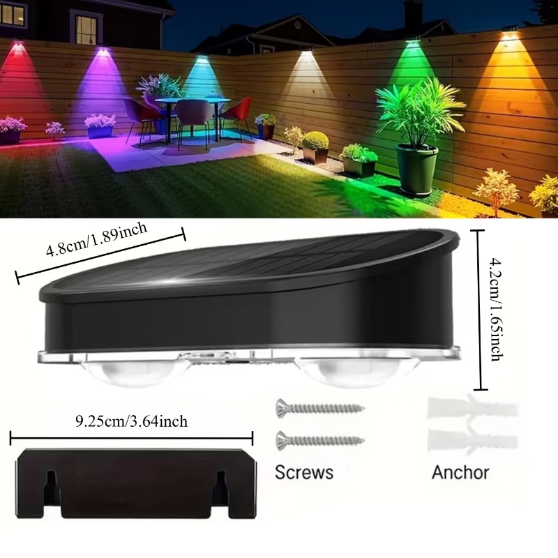 RGB Solar Fence Light IP44, 8  - Solar Wall Sconce review and price