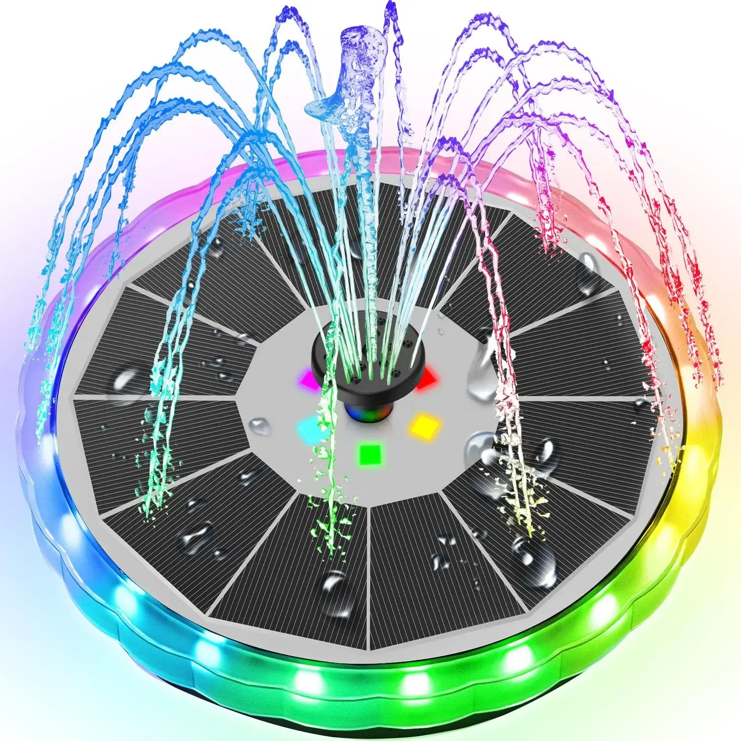 Solar Fountain with LED Lights - Outdoor Lighting Solar Panel review and price