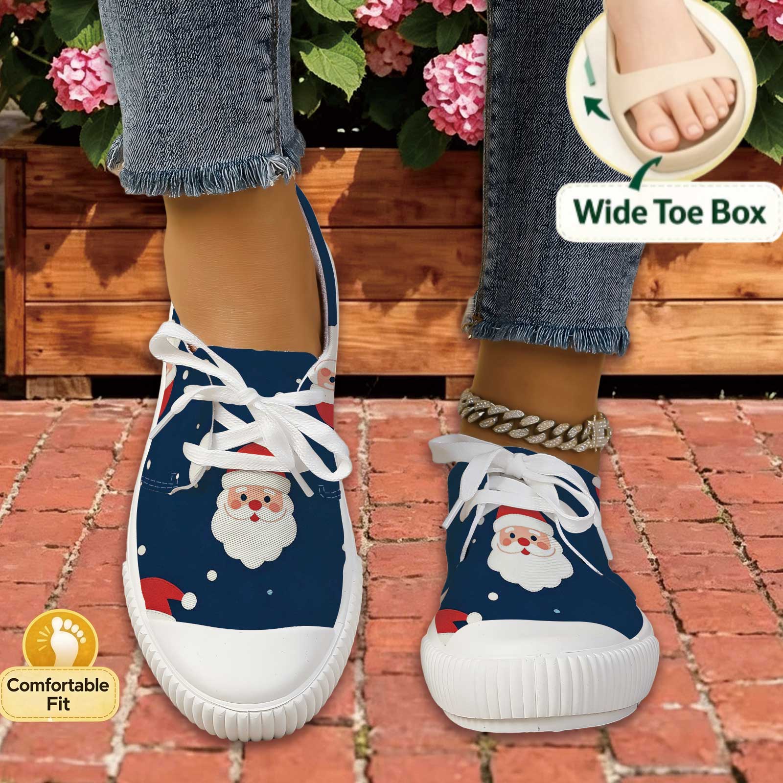 Women Santa Print Lace Up Casu - Outdoor Lighting Uplight review and price